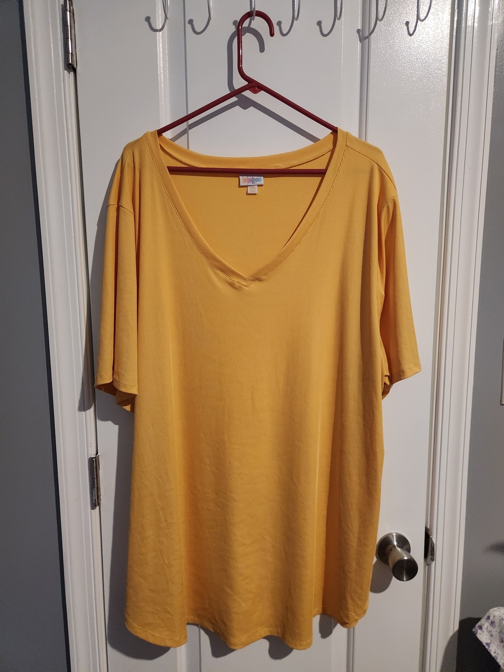LuLaRoe Women's V-Neck Short Sleeve Top - Mustard Yellow